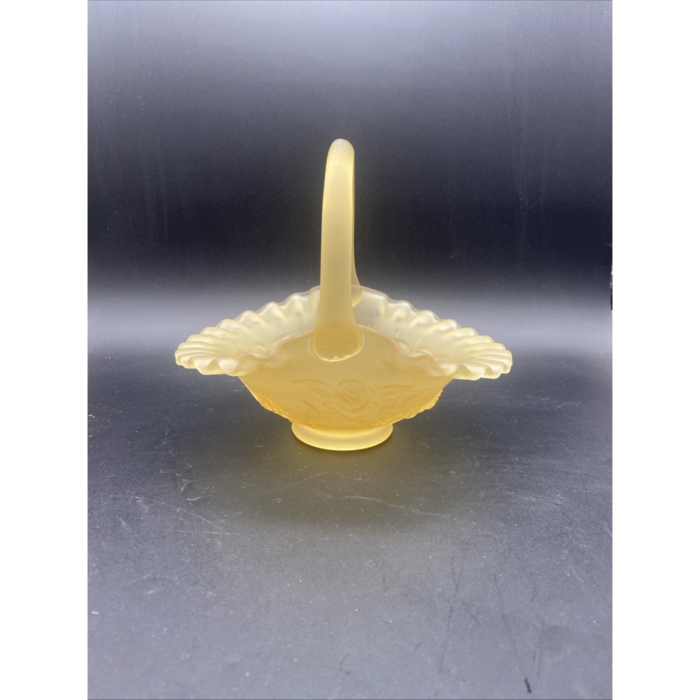 Vintage Westmoreland Yellow Mist Satin Paneled Rose Glass